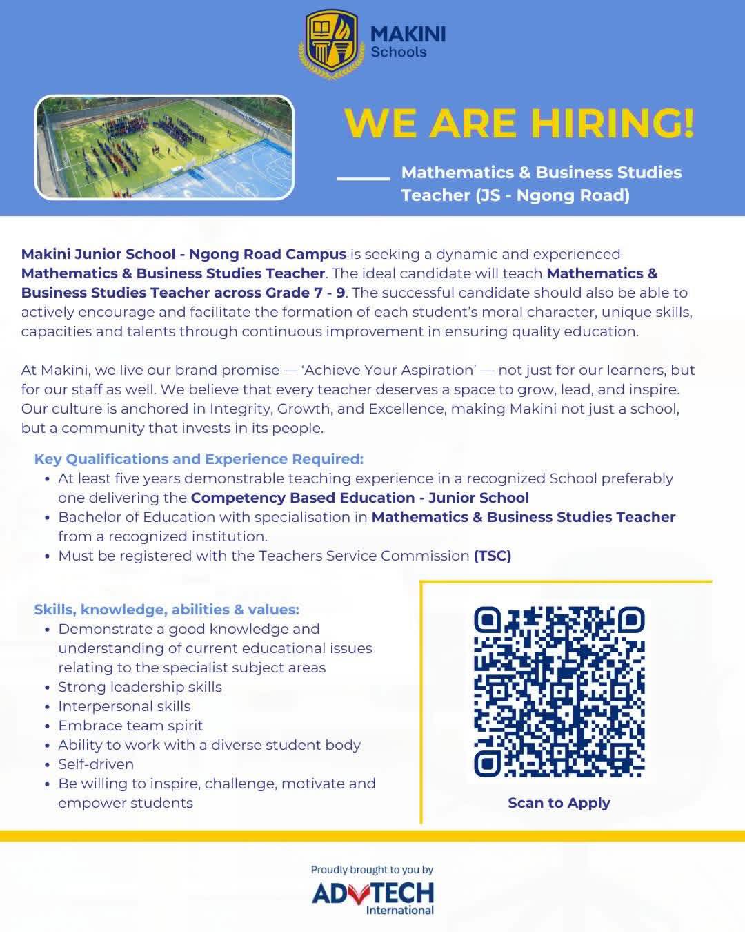  Mathematics & Business Studies Teacher